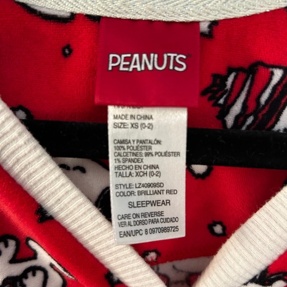 Peanuts Snoopy Pajama Set XS Red White Sleepwear Loungewear Womens - Picture 4 of 6